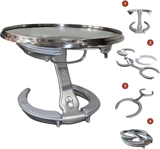 Trivae 4-in-1 Pot Lid Holder and Kitchen Trivet for Countertop – Durable Cast Aluminum Hot Pan Stand & Cake Display – Heat Resistant Silicone, Space Saving Foldable Design by Trivae-CookServeEntertain