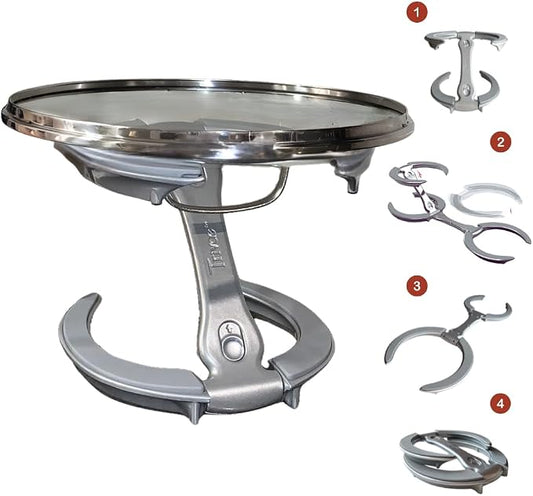 Trivae 4-in-1 Pot Lid Holder and Kitchen Trivet for Countertop – Durable Cast Aluminum Hot Pan Stand & Cake Display – Heat Resistant Silicone, Space Saving Foldable Design by Trivae-CookServeEntertain