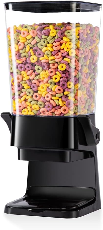 5.5 Qt Cereal Dispenser Countertop with lids, Organization and Storage Containers for Kitchen and pantry, Rice Dispenser for food, Cereal, Beans, Nuts, Snack,Oatmeal, Dog Food, Bird Seed, Black, 1Pc by ZeadesignNewProductNewLife