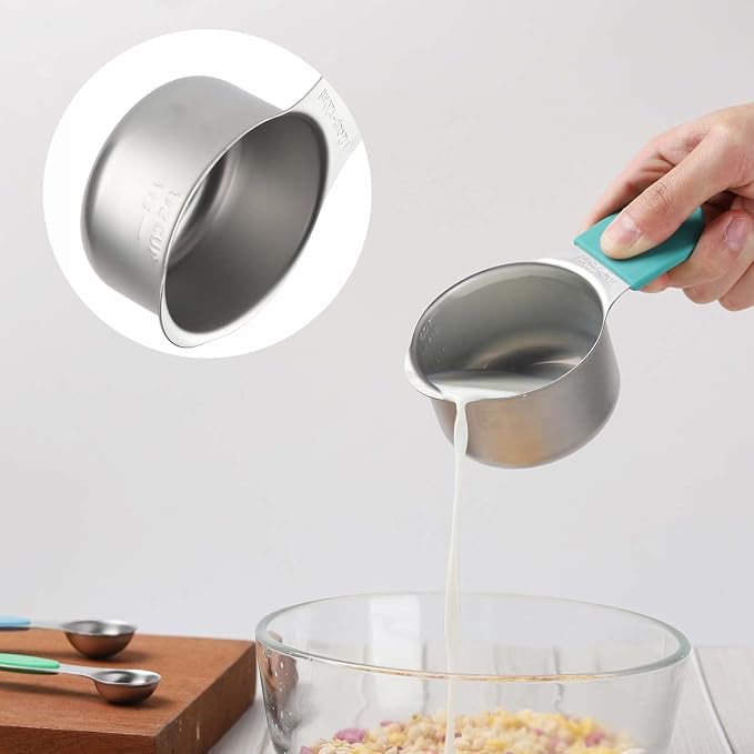 Magnetic Measuring Cups and Spoons Set Stainless Steel Measuring Cup&Spoon | 7 Heavy Duty Measuring Cup 8 Double Sided Magneti Measuring Spoons with 1 Leveler for Dry and Liquid Ingredients (Color) - Image 5