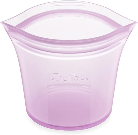 Zip Top Reusable Food Storage Bags | Short Cup [Lavender] | Silicone Meal Prep Container | Microwave, Dishwasher and Freezer Safe | Made in the USA by ZipTop