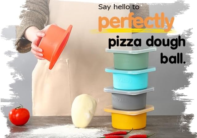 PLUS 1000ml Pizza Dough Proofing Boxes for DIY Artisan Pizza, Food Grade Silicone Stackable Containers with Lids, Sturdy Reinforced Steel. Freezer, Fridge, Dishwasher Safe (4Space Grey Plus) - Image 5