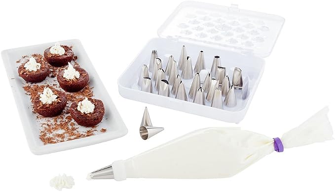 Restaurantware Cake Decorating Tips Set 28-Piece Set of Stainless Steel Icing Nozzles, Durable Pastry Bag Tools, Rust-Resistant Dessert Decoration Kit, Silver by Restaurantware