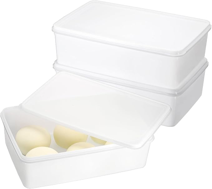 BSTKEY 3 Pack Plastic Pizza Dough Proofing Box with Lid, White Bread Dough Proofing Storage Container Rectangle Food Storage Box Cake Dessert Carrier Organizer (Size L) by BSTKEY
