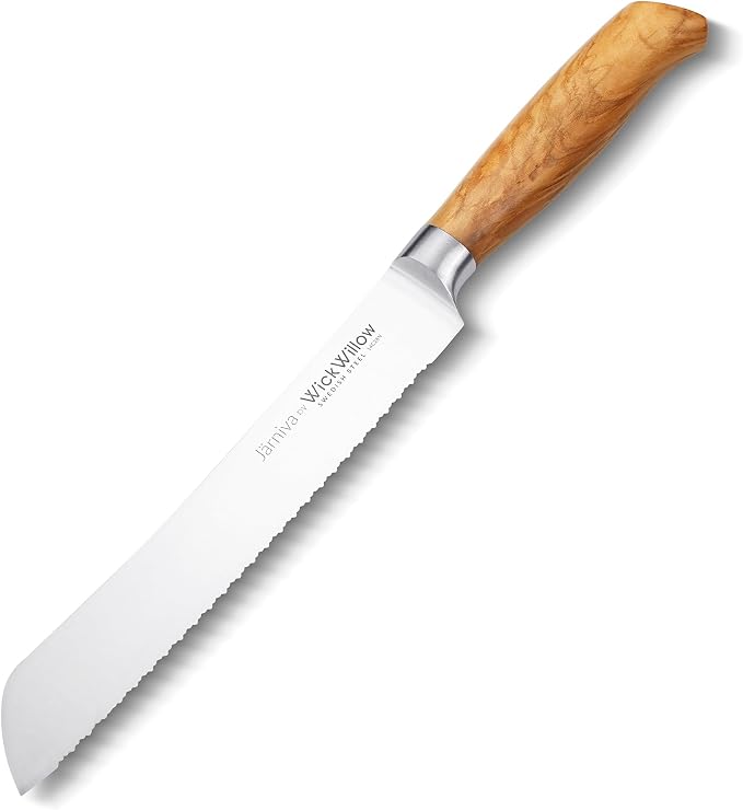 WICKWILLOW 8” Double Serrated Bread Knife – Swedish Steel, Olive Wood | Perfect for sourdough, homemade bread and artisan loaves. Hand wash only. Gift box included. - Image 9
