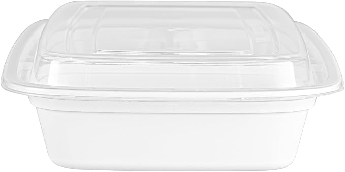 Asporto 26 Ounce Compartment Take Out Boxes, 50 Microwavable Meal Prep Containers - 3 Compartments, With Clear Plastic Lids, White Plastic Food Containers, Do Not Contain BPA - Restaurantware - Image 13