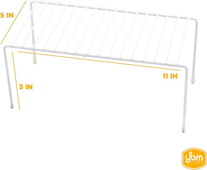 YBM Home White Wire Cabinet Helper Shelf Organizer and Storage Rack Helper for Kitchen, Expandable Kitchen Counter and Cabinet Shelf (1, 11"L x 5"W x 5"H) - Image 3