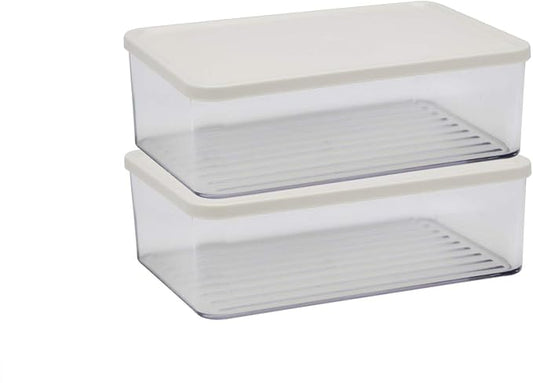 Silicook Flat Plastic Box for Kitchen for Kitchen&Refrigerator Organization, Transparent Food Storage Container for Kitchen, Fridge, Freezer (5 x 600ml) by HAIM+LIVING