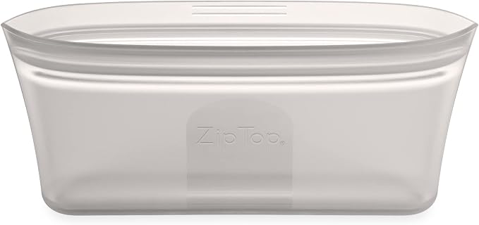 Zip Top Reusable Food Storage Bags | Snack Bag [Gray] | Silicone Meal Prep Container | Microwave, Dishwasher and Freezer Safe | Made in the USA by ZipTop