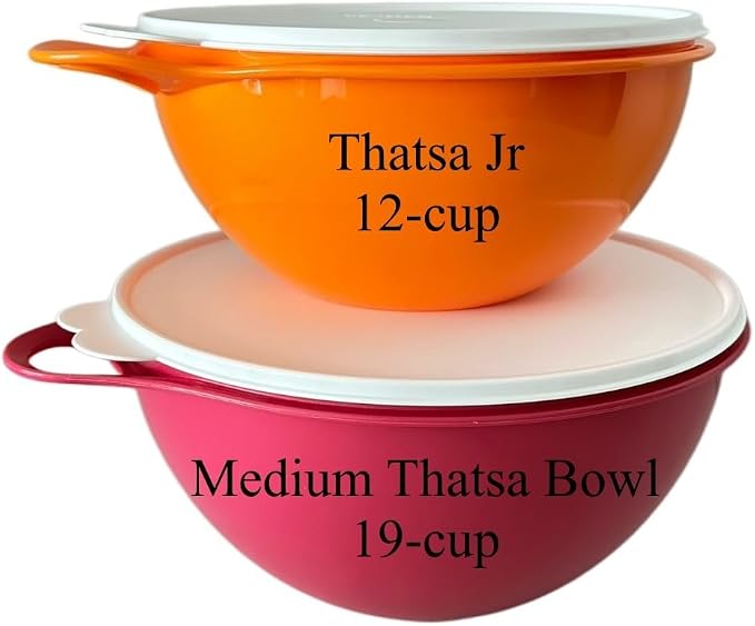 NewTupperware Thatsa Mixing Bowl Medium 19-cup and Junior 12-cup Set of 2 (Pink) - Image 2