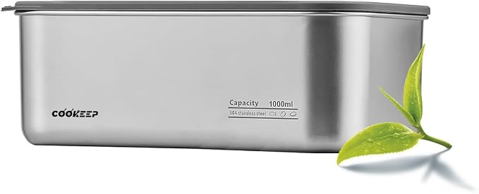 34oz/1000ml Stainless Steel Food Containers, Stainless Steel Containers with Lids,Snack Containers,Lunch Box,Easy Clean,Airtight&Leakproof for Kitchen Storage,Dishwasher safe,BPA-Free by Unknown
