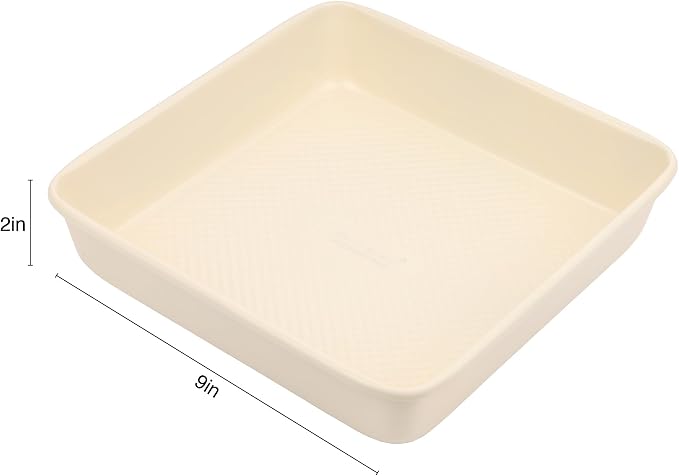 David Burke 9" Square Bake Pan, Carbon Steel, Non-Stick, PFTE & PFOA Free, Oven Safe – Cream - Image 4