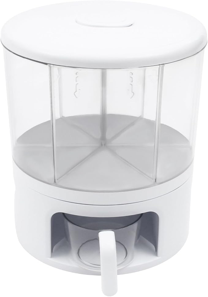 360° Rotating Grain Dispenser With 6 Grids, 24lbs Large Capacity Grain Dispenser Rotating Kitchen Storage Containers With Sealed Lid For Peanut Barley Millet And Cereal(White) - Image 7