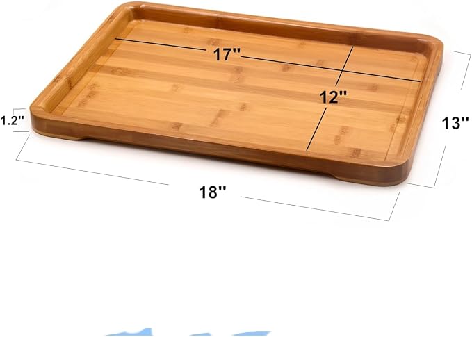 Bamber Large Bamboo Serving Tray Decorative Coffee Tea Platter 18 x 13 x 1.2 Inches - Image 9