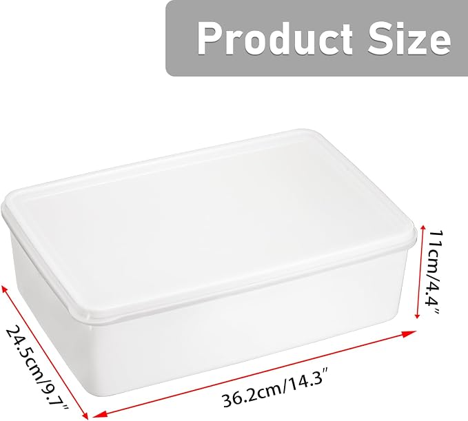 BSTKEY 3 Pack Plastic Pizza Dough Proofing Box with Lid, White Bread Dough Proofing Storage Container Rectangle Food Storage Box Cake Dessert Carrier Organizer (Size L) - Image 3