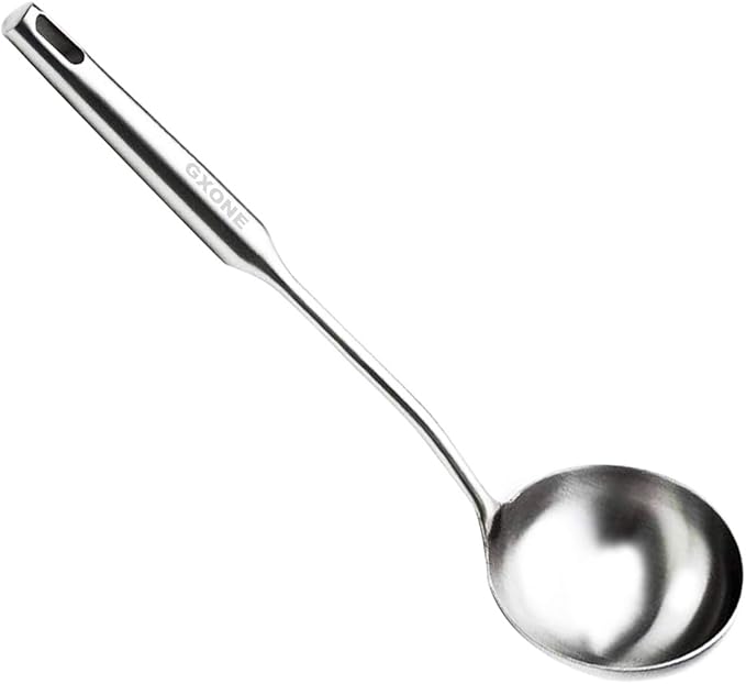 Soup Ladle,304 Stainless Steel Cooking Ladle with Long Handle,3.9 Inch | Large soup ladle,cooking spoon for wok,for serving soups and stew by GXONEHomeKitchen