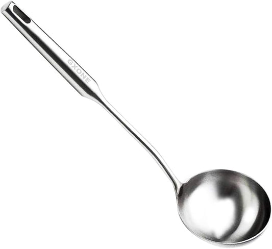 Soup Ladle,304 Stainless Steel Cooking Ladle with Long Handle,3.9 Inch | Large soup ladle,cooking spoon for wok,for serving soups and stew by GXONEHomeKitchen