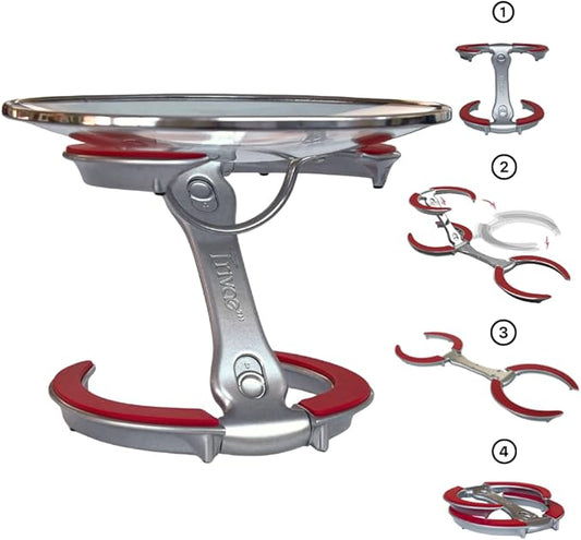 Trivae 4-in-1 Pot Lid Holder and Kitchen Trivet for Countertop – Durable Cast Aluminum Hot Pan Stand & Cake Display – Heat Resistant Silicone, Space Saving Foldable Design by Trivae-CookServeEntertain