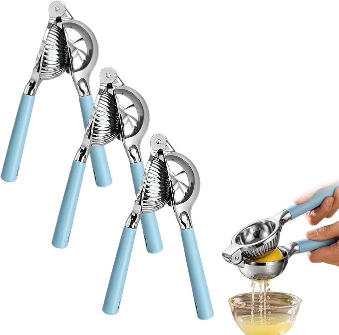 Heavy-Duty Stainless Steel Lemon Squeezer, Effortless Citrus Juicing with Ergonomic Handles, Ideal for Home Kitchens & Bar Use，3pcs by Godmifa