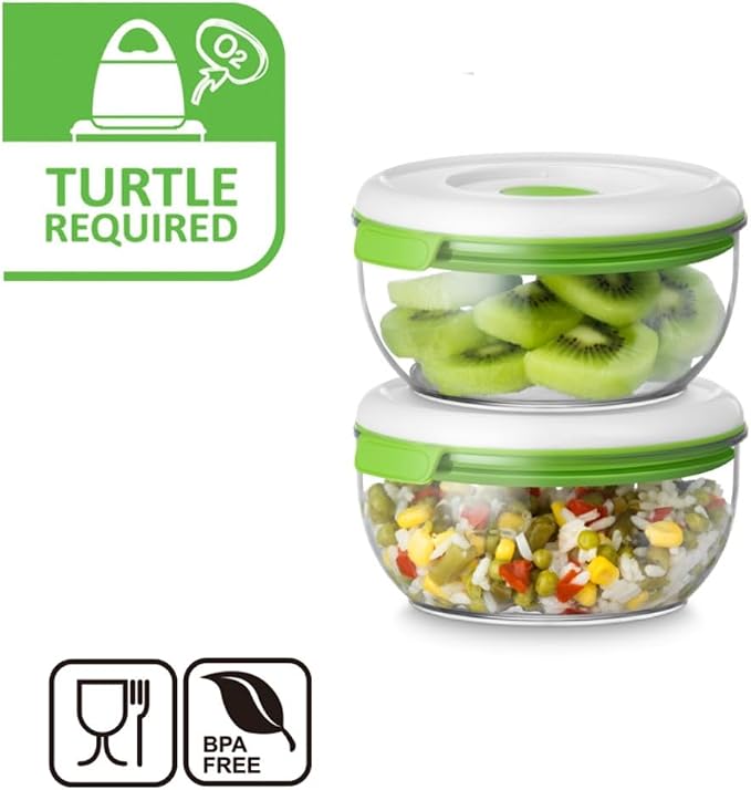 FOSA Vacuum Seal Food Storage System Reusable Medium Containers, 2 pack, 600ml size (Vacuum Pump not Included) - Image 2