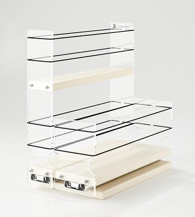 Combo Spice Rack Drawer - Pull Out Pantry Organizers and Storage - Kitchen Cabinet Organizer - Seasoning Sliding Caddy - Made in USA (5.75" W x 10.75" H x 10.60" D, Assembled) - Image 9
