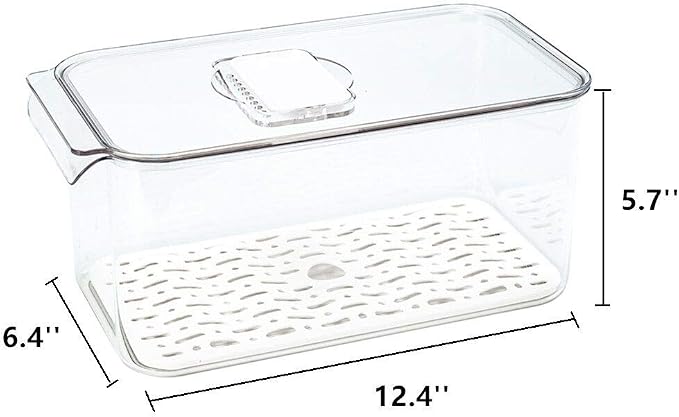 SANNO Produce Saver Refrigerator Organizer Bins with Lids And Removable Drain Tray Food Storage Container Fridge Stackable Freezer Bins For Kitchen Produce Fruit Vegetable (Set of 2) - Image 8