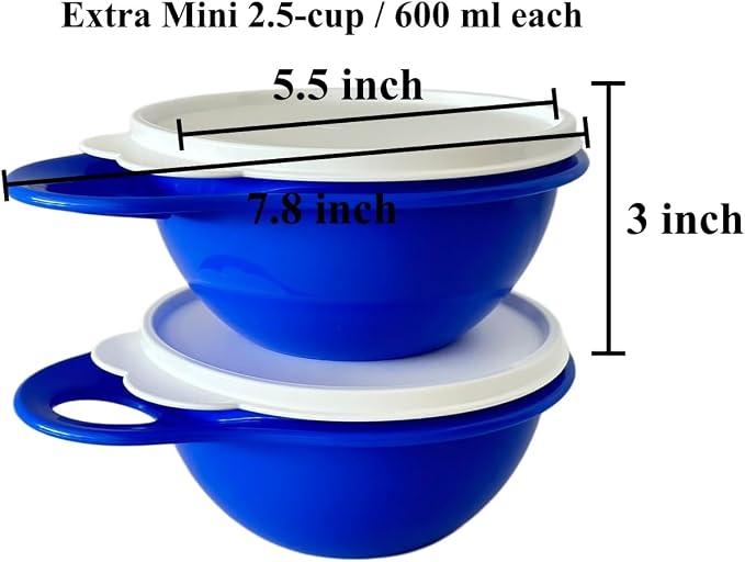 NewTupperware Thatsa Mixing Bowl Airtight Leakproof (Set of 2 Extra Mini Brilliant Blue) - Image 2