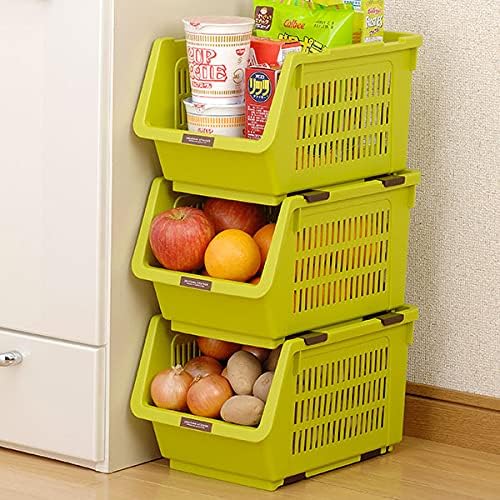JapanBargain 4671x6, Set of 6 Japanese Stackable Storage Bin Kitchen Pantry Organizers Food Basket for Fruit Potato Condiments and Spices, Made in Japan - Image 9