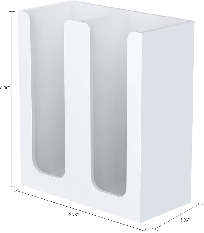 Richboom Acrylic Coffee Cup and Lid Storage Organizer Holder, 2 Compartments, White - Image 3