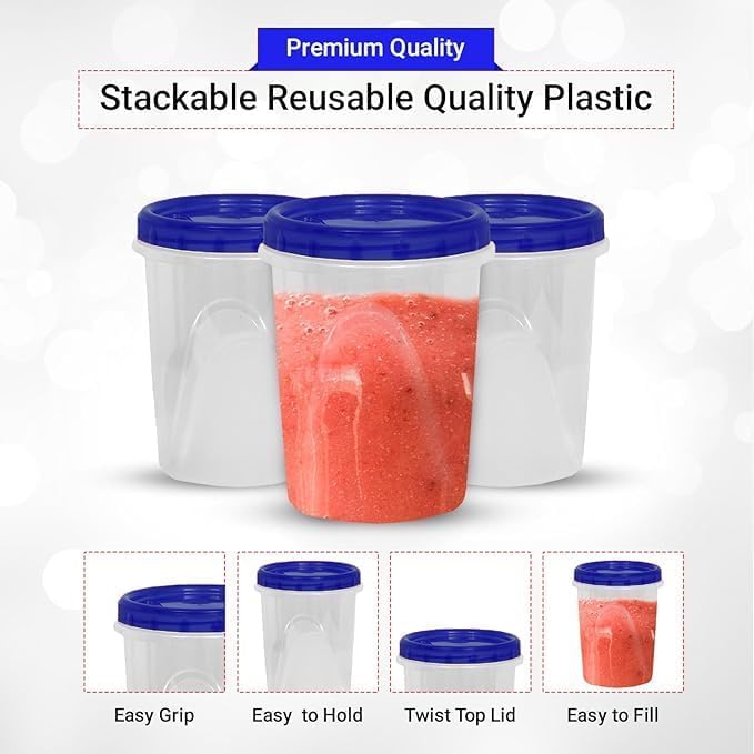 32 oz - 16 Piece Set, 8 Twist Top Food Deli Containers - 8 Screw And Seal Lids, Stackable Reusable Quality Plastic Storage Containers with Screw-on Lids - BPA Free - Image 7
