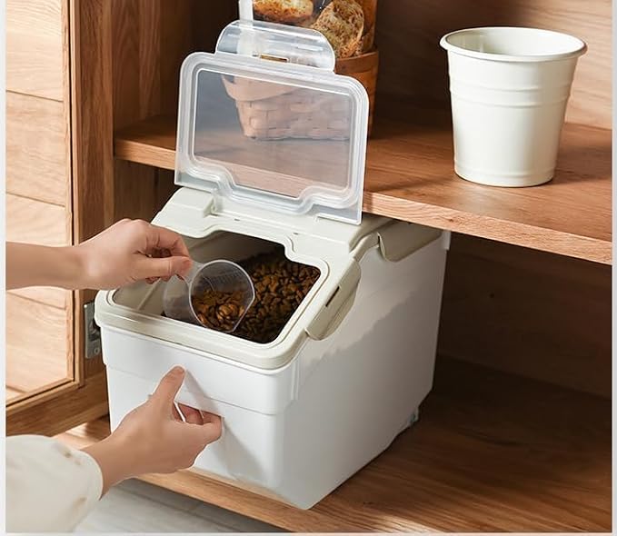 AnRui Airtight Rice Storage Container 30LBS, Large Flour Storage Containers BPA Free Kitchen Pantry Food Storage Bin Sugar Snack Cereal Grain Organizer Box with Wheel, Scoop, 4Pack, Grey - Image 7