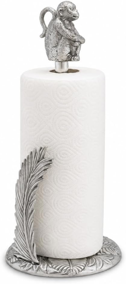 Arthur Court Monkey Paper Towel Holder - Aluminum Safari Design - 15 Inch Tall Countertop Accessory by ArthurCourt