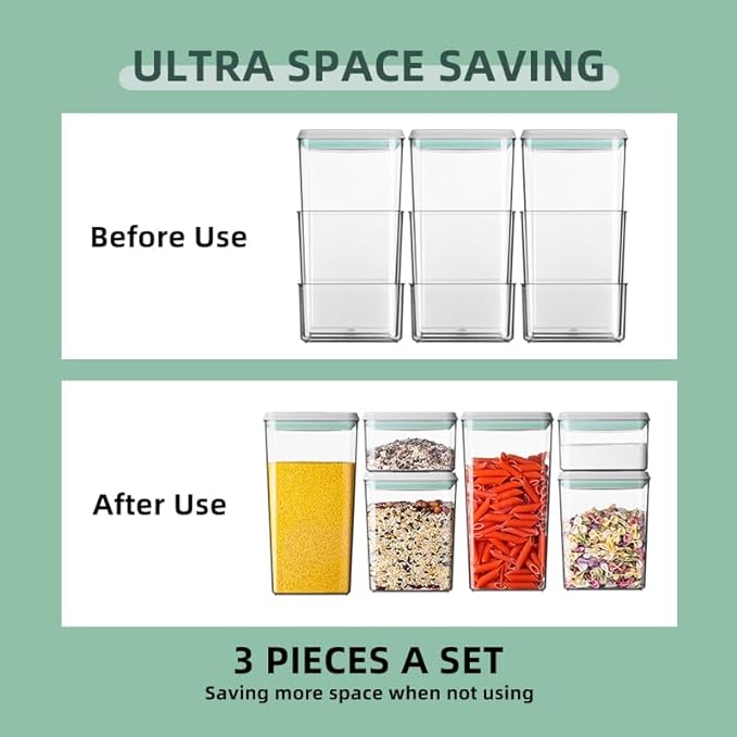 Airtight Food Storage Container Sets with Lids 6Pcs Pop Containers for Kitchen Pantry Organization BPA-Free Stackable Kitchen Storage Containers for Cereal Flour Sugar (0.5, 1.2, 1.8qt)*2 - Image 4