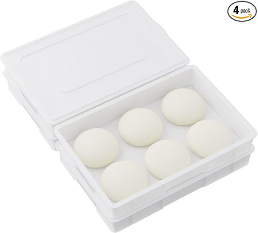 Ramddy 4PCS Commercial Stackable Pizza Dough Proofing Box with Lid | BPA-free, Pizza Proofing Dough Pan, Plastic by Ramddy