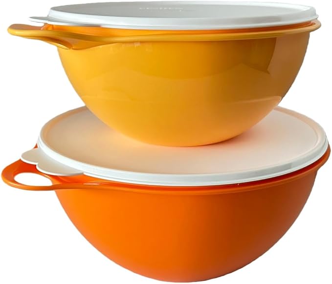NewTupperware Thatsa Mixing Bowl Medium 19-cup and Junior 12-cup Set of 2 (Orange) by Unknown
