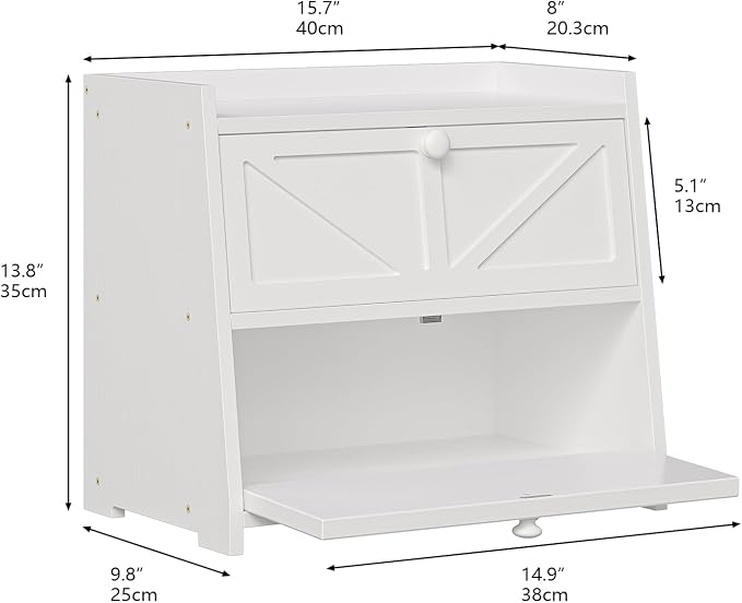 Trironsun Vintage Double Layer Bread Box for Kitchen Counter Bamboo Bread Storage Container Large Capacity Bread Storage Bin (White) - Image 5