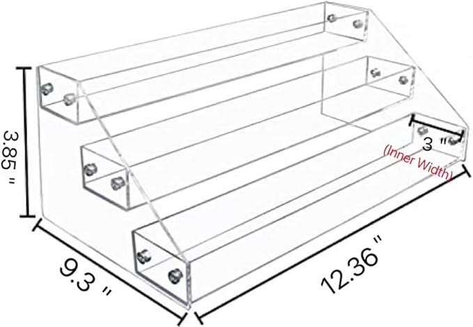 PMMASTO Widen Tiered Spice Rack, Seasoning Organizer, Clear Acrylic Vertical Shelves Can Organizer for Countertop, Cabinet, Pantry, Kitchen Organization and Storage - 3 Tier - Image 2