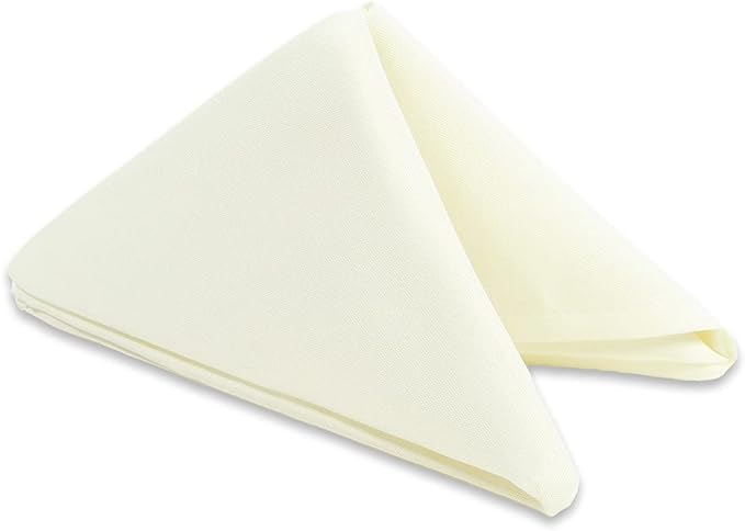 100 pcs Ivory 17"x17" Polyester Cloth Napkins | Premium, soft, & durable square linen napkins, perfect for weddings, dining, restaurants, & parties. Washable. by LeadingLinens