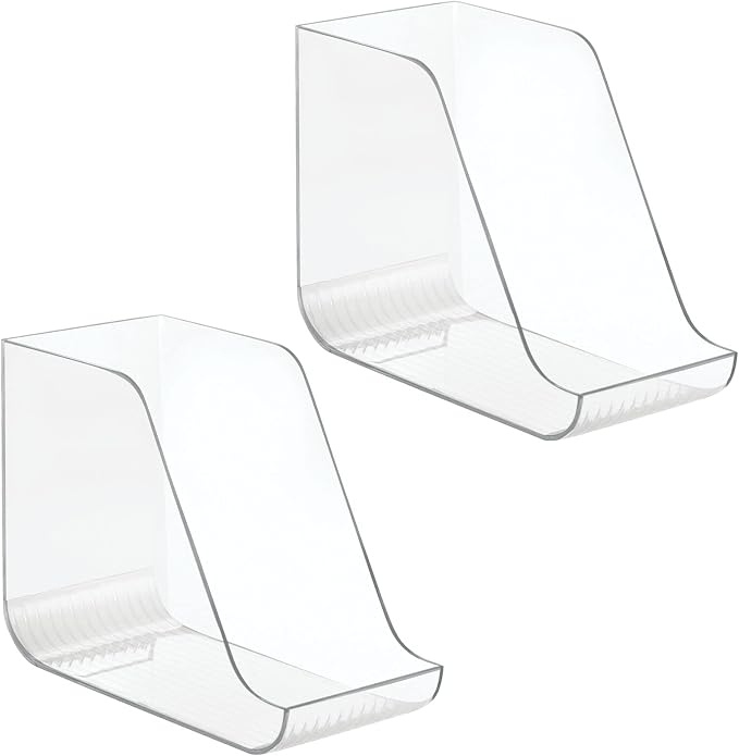 mDesign Can Organisers for Pantries, Fridge Drawers & Fridge Shelves - Kitchen Storage Solutions - for up to 7 Cans of Soda, Food, or Soups - Kitchen Accessories — Pack of 2 - Clear - Image 9