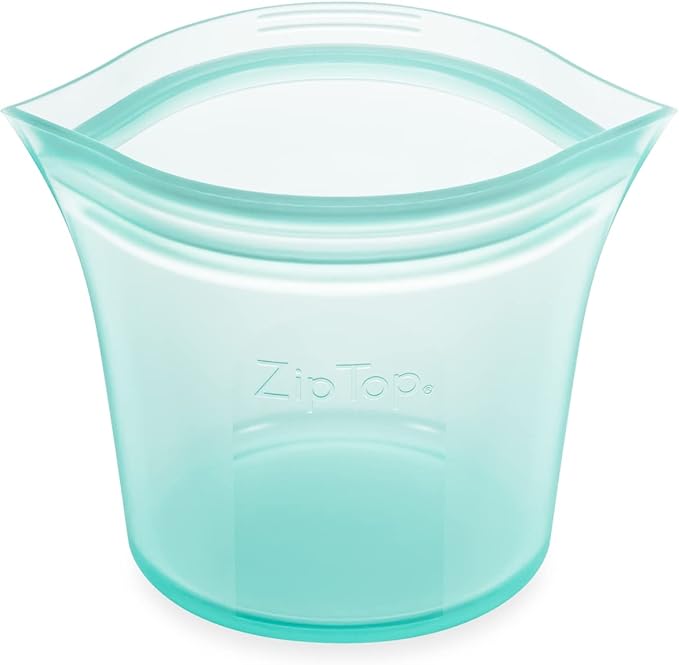 Zip Top Reusable Food Storage Bags | Short Cup [Teal] | Silicone Meal Prep Container | Microwave, Dishwasher and Freezer Safe | Made in the USA by ZipTop