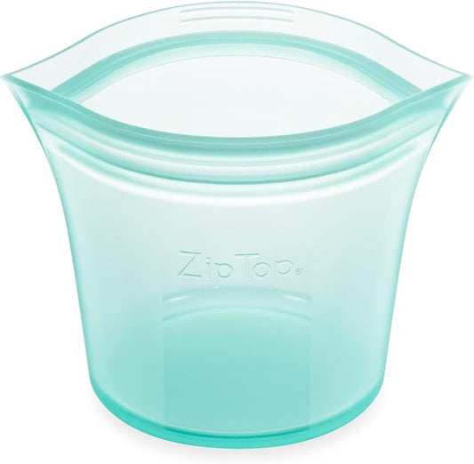 Zip Top Reusable Food Storage Bags | Short Cup [Teal] | Silicone Meal Prep Container | Microwave, Dishwasher and Freezer Safe | Made in the USA by ZipTop