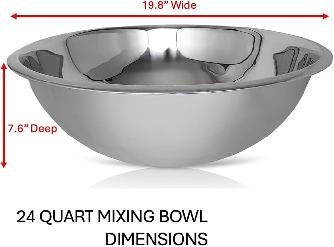 24 Quart Large Stainless Steel Mixing Bowls Set, 3-Pack, Nesting Bowls | Extra Large Commercial Grade Metal Bowls for Meal Prep, Baking, Serving, Food Storage. Rustproof & Dishwasher Safe - Image 6