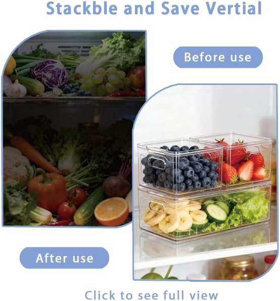 3 Pack Fruit Storage Box Long & Square for Fridge | 3-in-1 Produce Keepers, BPA-free clear bins with lids keep fruits fresh & ready to eat. - Image 3