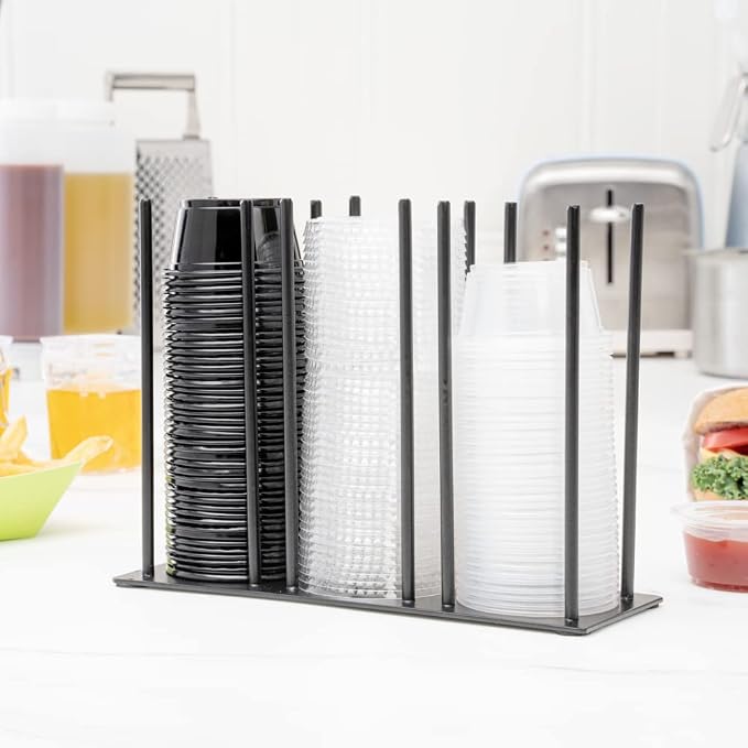 RW Base Black Iron Horizontal Portion Cup / Lid Organizer - 3 Section - 8 1/4" x 3" x 6" - 1 count box - Image 3