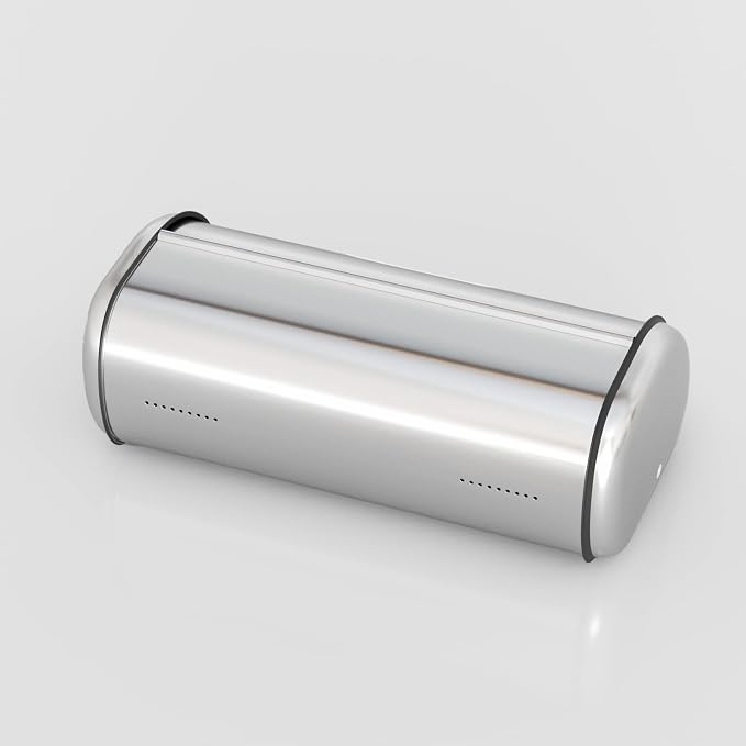 Stainless Steel Bread Box for Kitchen Countertop, Extra Thick Sturdy Bread Storage Container Large Bread Keeper Roll Up Style， Capacity Bread Keeper, 17 x 11 x 7.5 Inches - Image 5