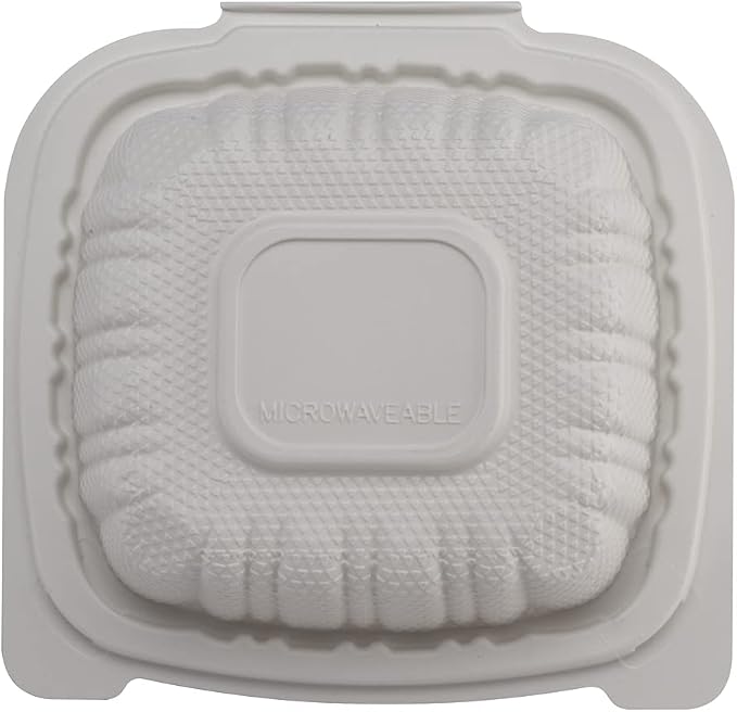 TIYA Clamshell Food Containers - White Bulk 150 Pack, 6x6 in - BPA-Free Plastic To-Go Containers - Microwavable, Hinged, Tall Reusable Clamshells - Great for Meal Prep - Image 4