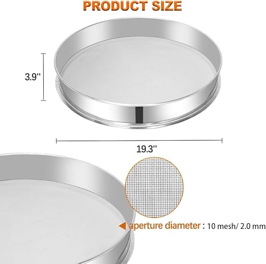 Sidasu 19.6" Vibrating Sifter Mesh Screen,10 Mesh Replacement Sieve | 304 Stainless Steel, Uniform Mesh Design, Easy Cleaning, Rust Resistant, For Flour Powder Grain Food Processing Applications - Image 3