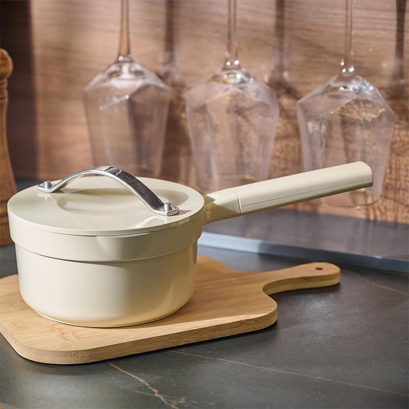 1.6 Quart Sauce Pan with Lid, Non Stick Saucepan Pot for Cooking with Pour Spout and Handle for Stove,Induction,Gas,Non Toxic,PFOA Free