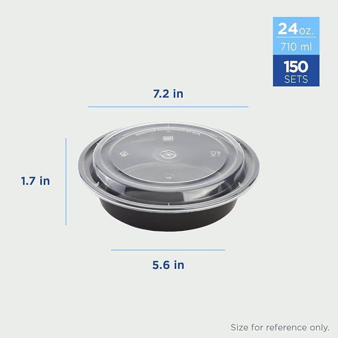 Karat Meal Prep Containers [24 oz - 150 ct] Reusable & Disposable Take Out Bowls with Lids - Microwave & Dishwasher Safe Bento Boxes - Image 2