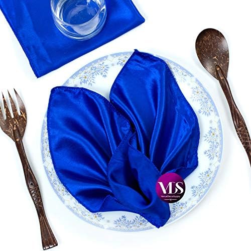 VDS - 75 Pieces | Satin Napkins 12 x 12 Inch Square | Kitchen & Dinner Table Napkins Cloths Handkerchief for Restaurant Bistro Wedding Christmas Birthday Party Dinner Decoration (Royal Blue) by VDS